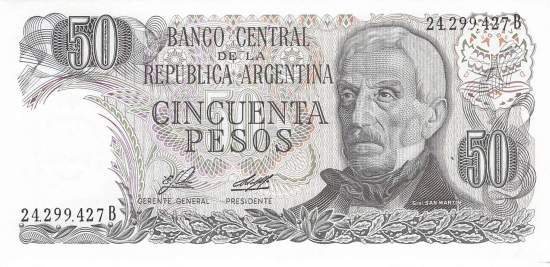 Argentinien p301a-1 B 50 Pesos 1977